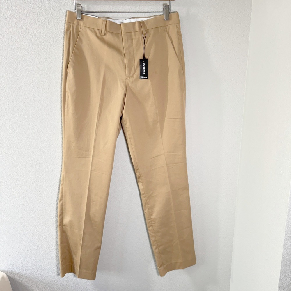 Express Slim Fit Dress Pants Tan Khaki 29x32 Style 023250256 Office Classic NWT‎